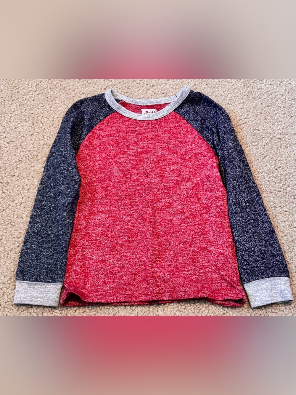 The Children's Place Red and Dark Gray Raglan Long Sleeve Tee